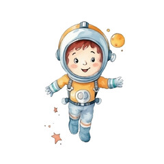 diver excited cartoon cute watercolors illustration on white background