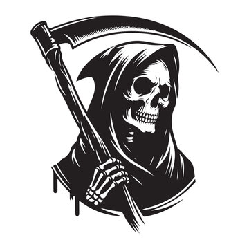 recommend clip art: Grim reaper silhouette with scythe vector illustration death concept