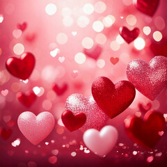낭만적인 분위기를 연출하는 붉은색과 분홍색 하트 이미지