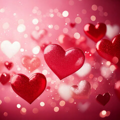 몽환적이고 로맨틱한 붉은색과 분홍색 하트들의 향연