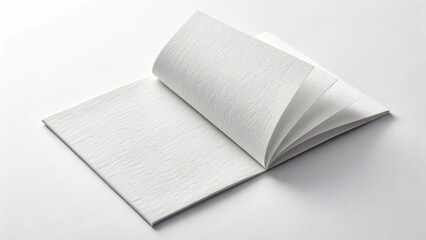 Empty white paper folded slightly (mockup, white background)