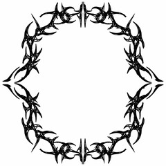 Gothic frame, Neo tribal Sketch border, dark futuristic vector design element. Freehand style ornament, decoration y2k aesthetic square