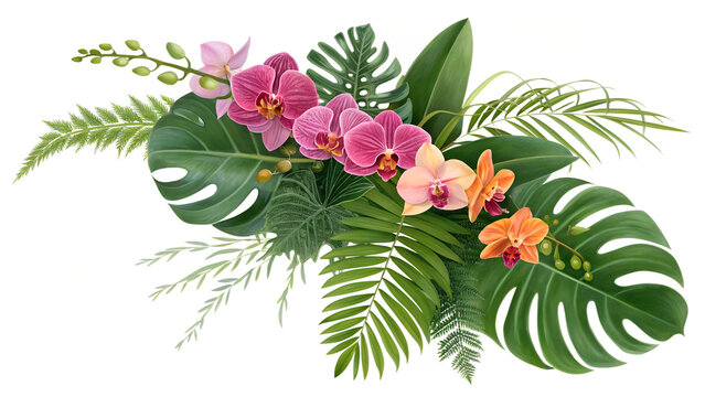 real tropical vibes plant bush floral arrangement. png background 