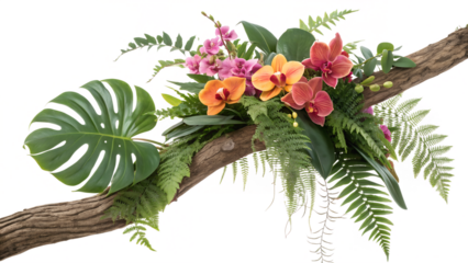 real tropical vibes plant bush floral arrangement. png background 