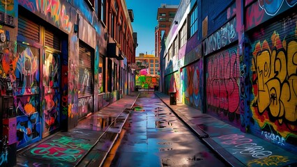 Fototapeta premium Graffiti Alley Toronto – Vibrant Street Art in the Heart of the City