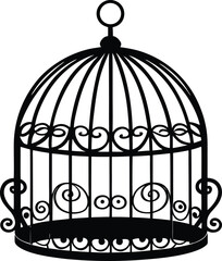 Bird Cage Silhouette Vector