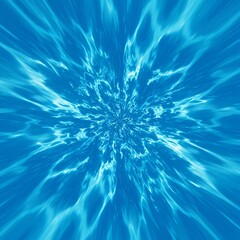 Obraz premium Abstract image of icy blue energy radiating outwards from a central white light - a background material expressing extreme winter, an ice world, or a cooling effect