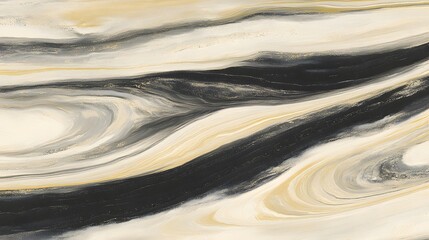 Obraz premium Abstract Beige Black Gold Swirl Marble Texture Painting