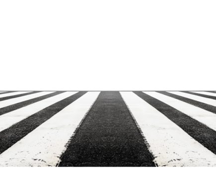 Leading Lines: A black and white crosswalk creates strong leading lines, drawing the eye across the image and towards the vanishing point, leading to a sense of order and direction.