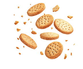 Sweet Delight: Delectable cookies and crumbs dance in a captivating, dynamic composition, appealing to the eye and palate