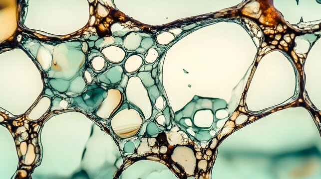 Abstract Cellular Structure Microscopic View Teal Brown Organic