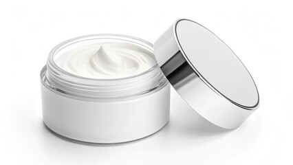Minimalist skincare cream jar mockup, white background