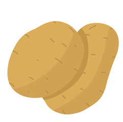 Two rustic potatoes with a rough, golden-brown skin and tiny marks, symbolizing freshness and farm-grown produce. A simple and organic design.

