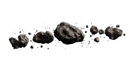 A Collection of Various Irregular Shaped Asteroids with Rough Surfaces and Distinct Textures Floating in Space Against a Black Background