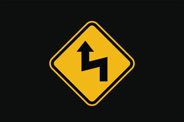 Sign There is a Double Bend to the Left then to the Right
