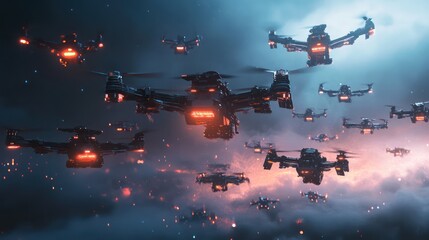 Drone Fleet Illustration Graphic Design