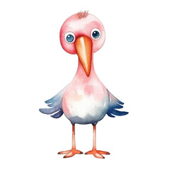 flamingo cute watercolors illustration on white background