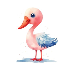 flamingo cute watercolors illustration on white background