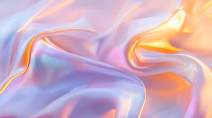 Obraz premium Flowing Semi-Transparent Silk Curtain Catching Subtle Pastel Prism Highlights in a Soft Dreamy Setting