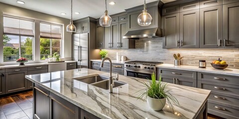 Marble Countertops Dark Cabinets Kitchen Design Ideas