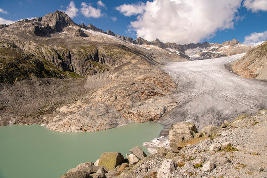 The Rh&ocirc;ne Glacier is a glacier in the Swiss Alps and the source of the river Rh&ocirc;ne and one of the primary contributors to Lake Geneva in the far eastern end of the Swiss canton of Valais