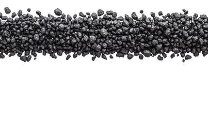 A Close-Up View of Natural Black Coal Stones on a Solid Background Showcasing Texture, Shape, and Color of Raw Mineral Material for Industrial Use