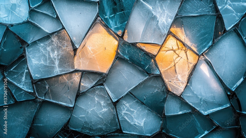 Poster abstract glass structure with intriguing light and sharp edges