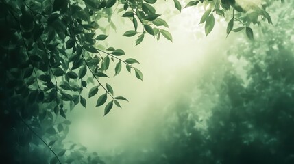 Misty Green Forest Scene