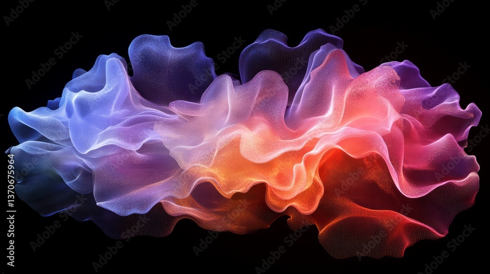 Poster 3d digital abstract art featuring particles in motion, visualizing big data and information flow in 