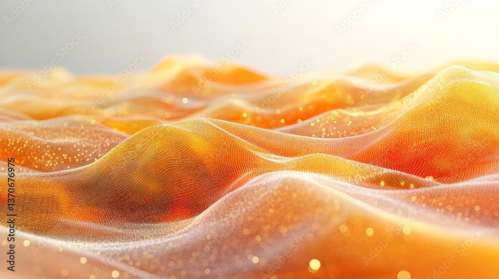Aufkleber 3d rendering of an abstract digital environment, where particles flow in waves, symbolizing data and