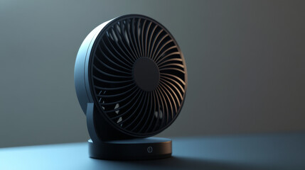 Portable and electric summer fan for office vector. Mini hand ventilator icon for table on battery. Handy climate equipment with propeller for airflow and ventilation. Cute childish compact device