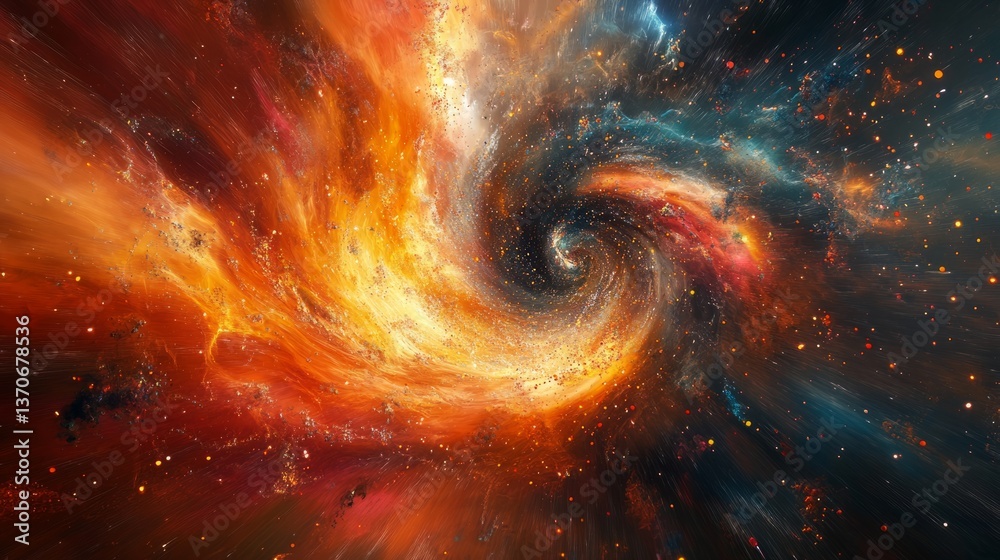 Poster a 3d abstract background with particles and light trails in motion, creating a sense of digital spac