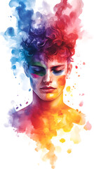 Fototapeta premium watercolor gay lesbian relationship painting lgbt lgbtq rainbow vector 