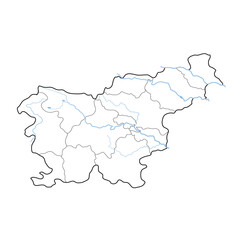Obraz premium Slovenia map with regions and waterways
