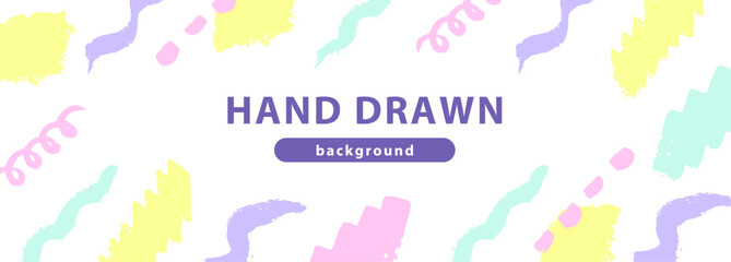 ラフなタッチのカラフルな模様の背景_2