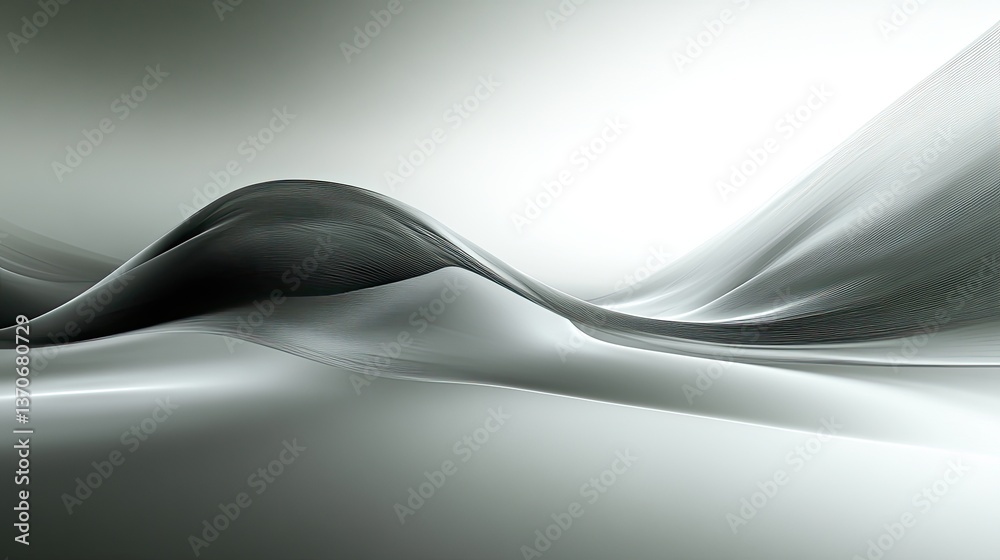 Poster flowing abstract waves with gradient tones in soft light background