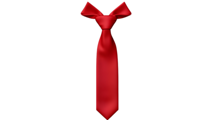 A single red tie centered on a black background with the top knotted and the bottom hanging