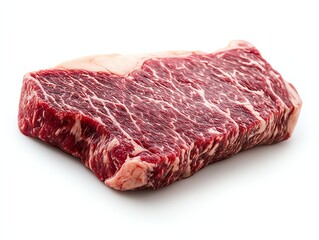 Fototapeta premium Uncooked Fresh Beef Steak Ready for Grilling, Isolated on White