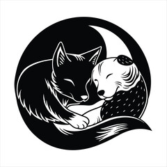 cat and dog silhouette vector style