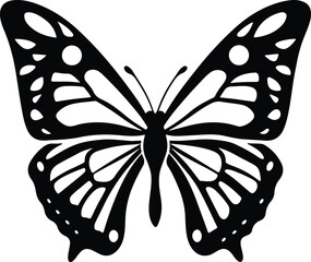 Symbolic Beauty: A stylized butterfly with intricate patterns is presented in stark contrast, embodying freedom and transformation, perfect for design purposes.