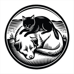 cat and dog silhouette vector style