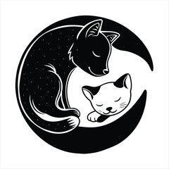 cat and dog silhouette vector style