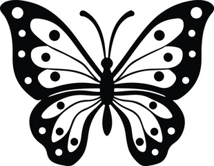 Silhouette of a Butterfly: A striking monochrome silhouette captures the elegant form of a butterfly, a timeless symbol of transformation and natural beauty.