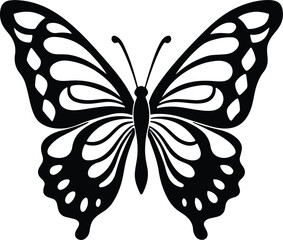 Butterfly in Black: A detailed, silhouette of a butterfly against a clean backdrop, embodying elegance and grace, perfectly captures the intricate design of nature's artistry.