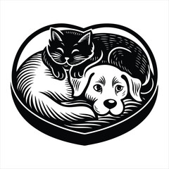 cat and dog silhouette vector style
