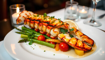 seafood dish served in a gourmet restaurant
