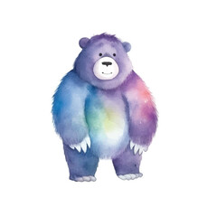 gorilla standing cute watercolors illustration on white background