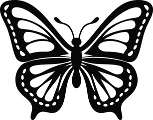 Butterfly Silhouette: A graphic illustration of a butterfly, depicted in elegant silhouette, highlighting its symmetrical wings and delicate patterns.