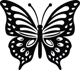 Intricate Butterfly Design: A stunning, stylized depiction of a butterfly, rendered in elegant black and white, showcasing the intricate patterns of its wings.
