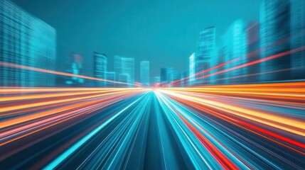 A motion-blurred cityscape with trading algorithms dynamically adjusting reciprocal tariffs